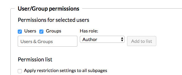User and Group filtering on the Restrict Access page