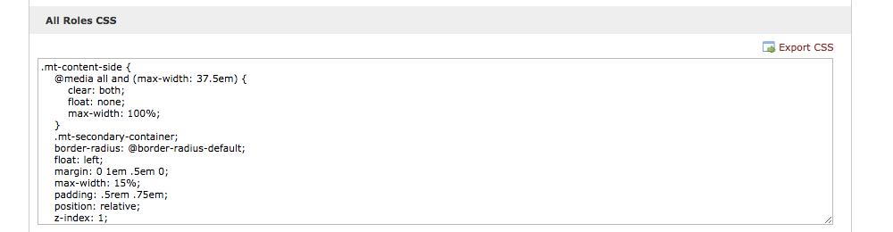 This image shows an example of custom css targeting a content template target.