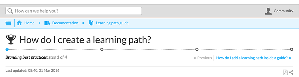 Screenshot of a path progress bar