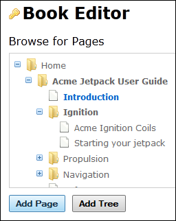 Image of Book Editor Browse for Pages section